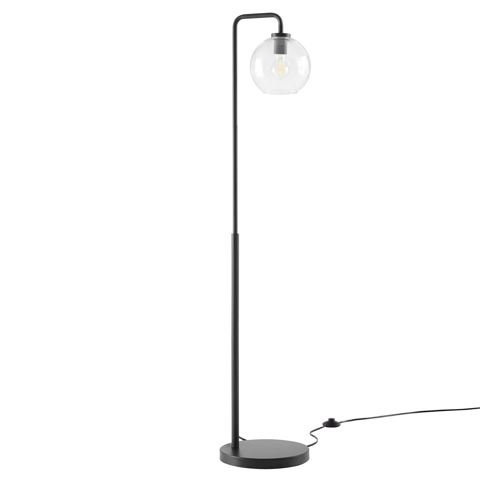 Modway Silo Glass Globe Glass and Metal Floor Lamp in Black