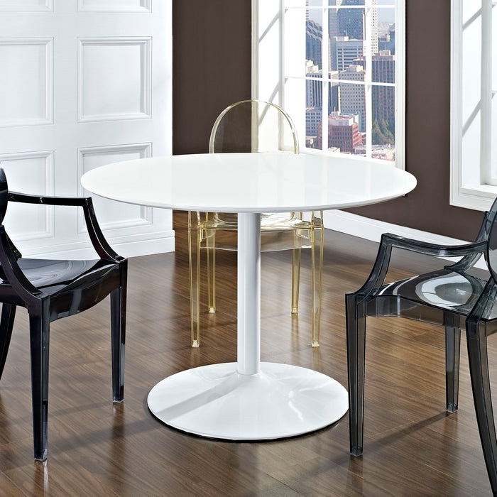 Volve Round Wood Top Dining Table In White