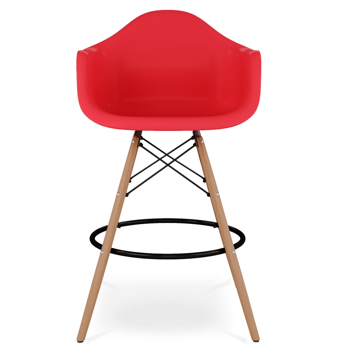 Eiffel Counter Stool With Arms, Red — Stealmod Furniture