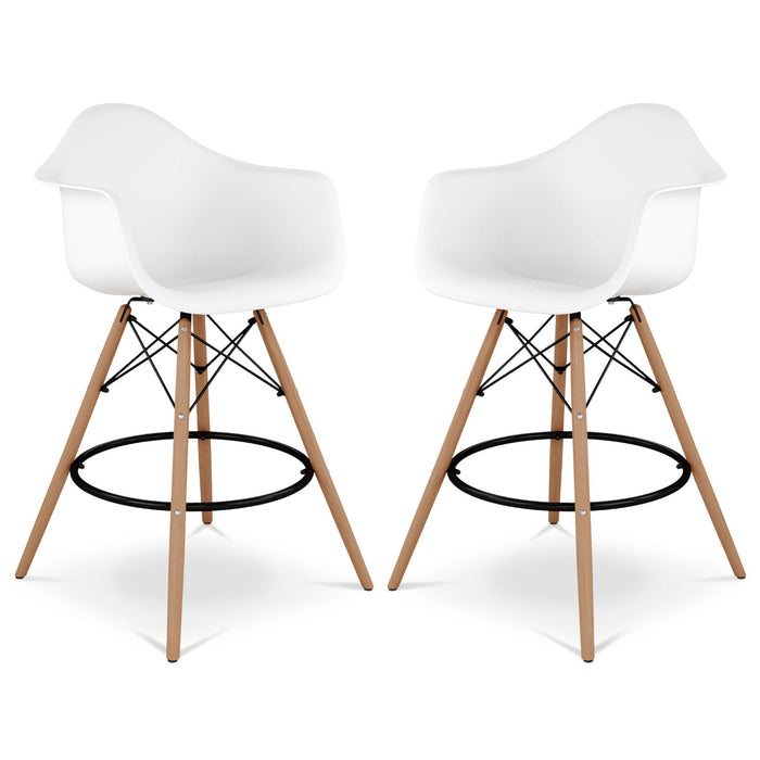 Pyramid Counter Stool With Arms, White