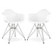 DAR Molded White Plastic Dining Armchair with Steel Eiffel Legs