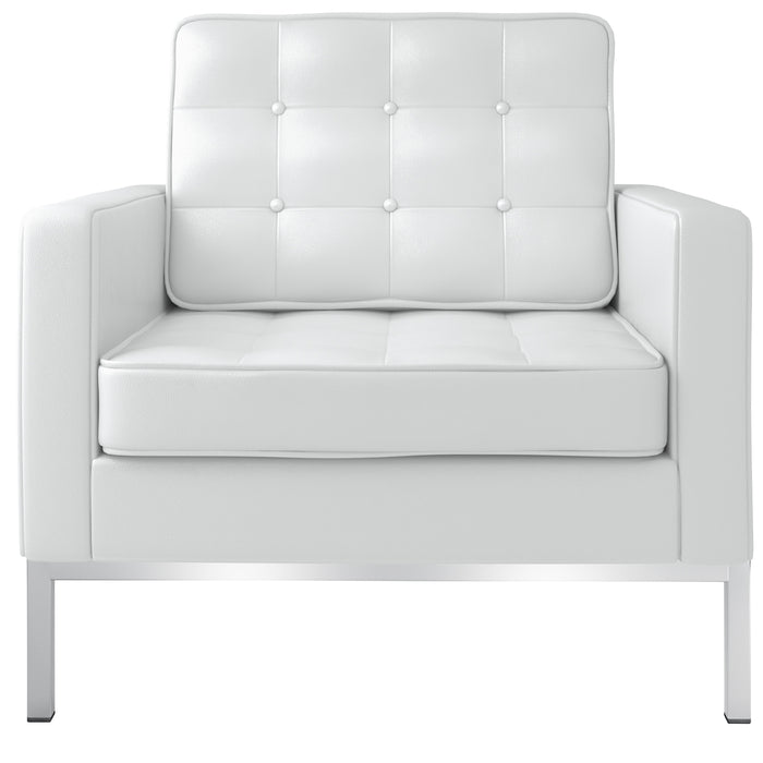 Reproduction Florence Style Arm Chair, White Leather
