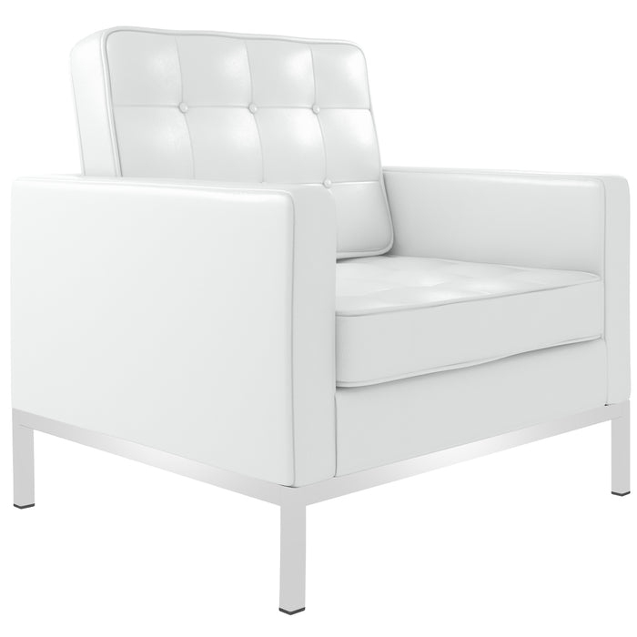 Allen Leather Lounge Chair, White