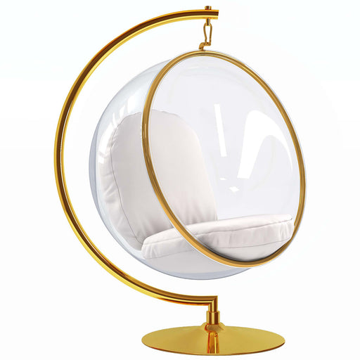 Hanging Bubble Chair With Stand - Gold