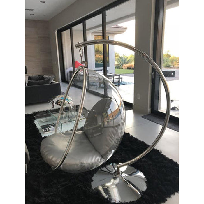 Hanging Bubble Chair - Silver Cushions