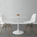 Tulip 32" Fiberglass Dining Table & Wood Leg Chairs Set