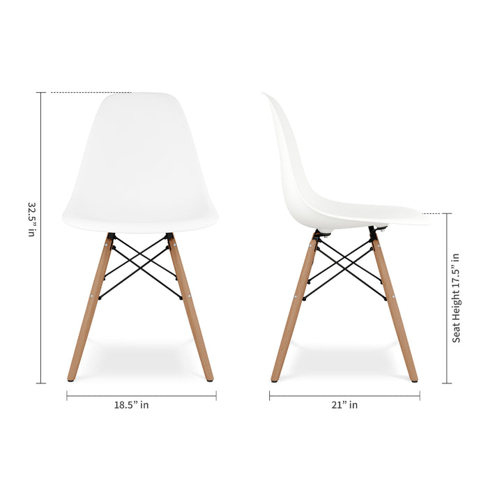 Tulip 48" Fiberglass Dining Table & Wood Leg Chairs Set
