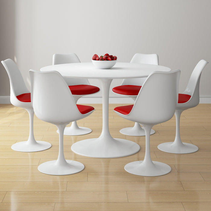 Tulip 48" Round Fiberglass Dining Table Eero Saarinen White