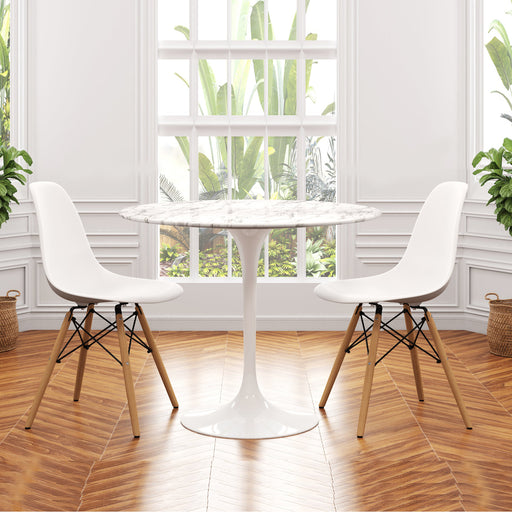 Tulip 40" Marble Dining Table & Eiffel Chairs Set