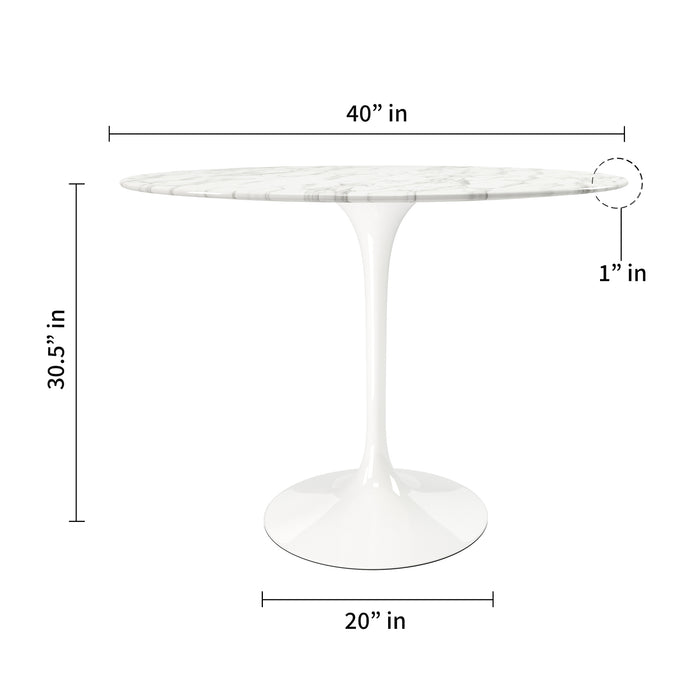 Tulip 40" Marble Dining Table & Eiffel Chairs Set