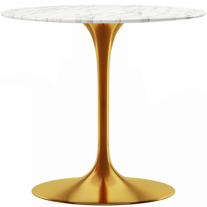 Tulip Marble Dining Table - 32" Round, Gold Base