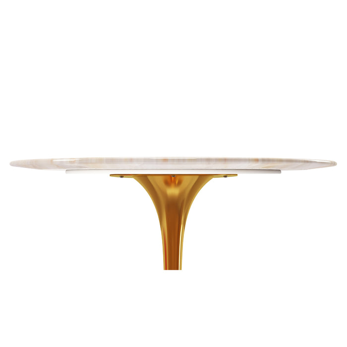Eero Saarinen Tulip 40" Round Marble Top Dining Table With Gold Base