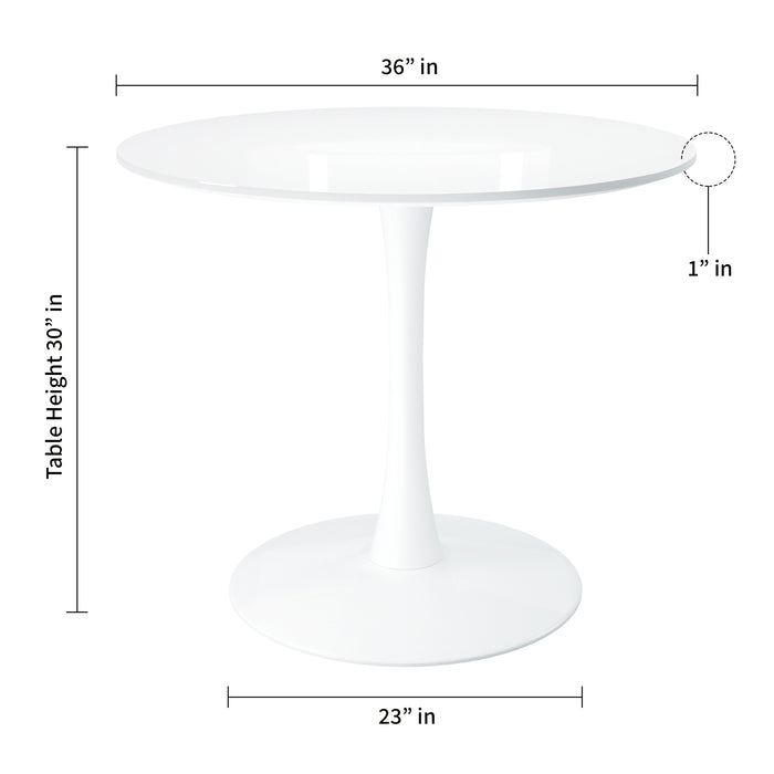 Lippa 36" Round Wood Top Dining Table White 