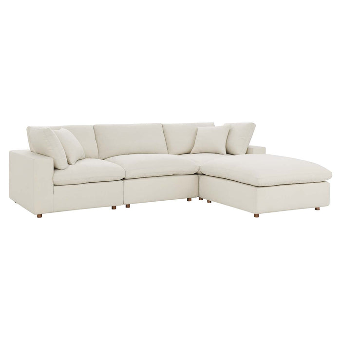 Haven Down Filled Overstuffed 4 Piece Plush Sectional Sofa Light Beige